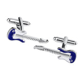 Maxbell Mens French Shirt Cufflinks Silver Tone Electric Guitar Sleeves Button Tuxedo Cuff Studs, 1.1x3.1cm