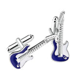 Maxbell Mens French Shirt Cufflinks Silver Tone Electric Guitar Sleeves Button Tuxedo Cuff Studs, 1.1x3.1cm