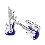 Maxbell Mens French Shirt Cufflinks Silver Tone Electric Guitar Sleeves Button Tuxedo Cuff Studs, 1.1x3.1cm