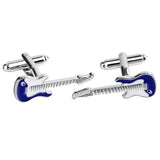Maxbell Mens French Shirt Cufflinks Silver Tone Electric Guitar Sleeves Button Tuxedo Cuff Studs, 1.1x3.1cm