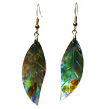 Maxbell Natural Shell Leaf Dangle Earrings Boho Green Leave Drop Jewelry Accessory for Women - 1.6 x 0.6 inch