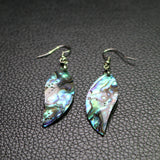 Maxbell Natural Shell Leaf Dangle Earrings Boho Green Leave Drop Jewelry Accessory for Women - 1.6 x 0.6 inch