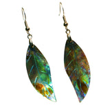 Maxbell Natural Shell Leaf Dangle Earrings Boho Green Leave Drop Jewelry Accessory for Women - 1.6 x 0.6 inch