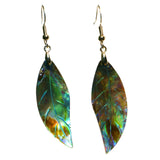 Maxbell Natural Shell Leaf Dangle Earrings Boho Green Leave Drop Jewelry Accessory for Women - 1.6 x 0.6 inch