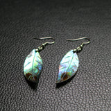 Maxbell Natural Shell Leaf Dangle Earrings Boho Green Leave Drop Jewelry Accessory for Women - 1.6 x 0.6 inch