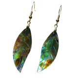 Maxbell Natural Shell Leaf Dangle Earrings Boho Green Leave Drop Jewelry Accessory for Women - 1.6 x 0.6 inch