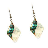 Maxbell Bohemia Rhombus Shell Earrings Dangle & Drop - Half Green Half White - with Alloy Hook - Clothing Jewelry Accessory for Women Ladies