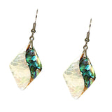 Maxbell Bohemia Rhombus Shell Earrings Dangle & Drop - Half Green Half White - with Alloy Hook - Clothing Jewelry Accessory for Women Ladies