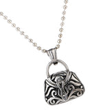 Maxbell Stainless Steel Purse Shape Perfume Bottle Necklace Essential Oil Necklace/Ashes Urn Pendant Necklace with Chain 75cm, A Perfect Gift for Women Men