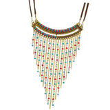 Maxbell Womens Ethnic Tribal Necklace Boho Beads Tassels Chain Necklaces Choker - Long Belly Dance Bohemian Jewelry