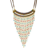 Maxbell Womens Ethnic Tribal Necklace Boho Beads Tassels Chain Necklaces Choker - Long Belly Dance Bohemian Jewelry