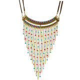 Maxbell Womens Ethnic Tribal Necklace Boho Beads Tassels Chain Necklaces Choker - Long Belly Dance Bohemian Jewelry