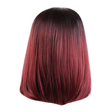 Maxbell Women Medium Straight Wine Red Gradient Wig Ombre Middle Part Synthetic Fiber Natural Look 30cm