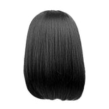 Maxbell Black Human Hair Wig, Natural Bob Hairpieces Neat Bangs 15 Inch, Daily Party Heat Safe