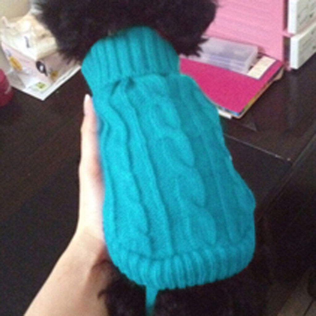 Maxbell Dog Puppy Warm Winter Knitted Sweater Clothes Apparel Costume 4# Lake Blue