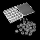 Maxbell 25 Solts Bobbins Spools Box with 25pcs Sewing Machine Bobbins Clear