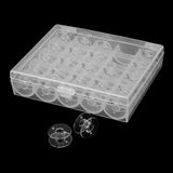 Maxbell 25 Solts Bobbins Spools Box with 25pcs Sewing Machine Bobbins Clear