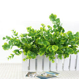 Maxbell 1x Green Artificial Plastic Large Leaves Plant 7 Branches Eucalyptus Grass For Home Wedding Decor