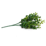 Maxbell 1x Green Artificial Plastic Large Leaves Plant 7 Branches Eucalyptus Grass For Home Wedding Decor