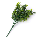 Maxbell 1x Green Artificial Plastic Large Leaves Plant 7 Branches Eucalyptus Grass For Home Wedding Decor