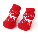 Maxbell Christmas Reindeer Pet Dog Puppy Cat Shoes Slippers Non-Slip Socks with Paw Prints Size M