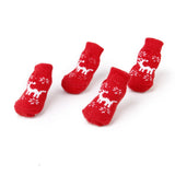 Maxbell Christmas Reindeer Pet Dog Puppy Cat Shoes Slippers Non-Slip Socks with Paw Prints Size M