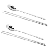 Maxbell Korean 2 sets Stainless Steel Chopsticks & Spoon Tableware