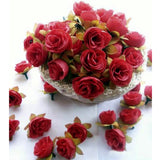 Maxbell 50 x DIY Artificial Rose Bud Silk Flower for Home Wedding Garden Decoration Red