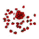 Maxbell 50 x DIY Artificial Rose Bud Silk Flower for Home Wedding Garden Decoration Red