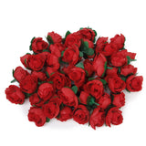 Maxbell 50 x DIY Artificial Rose Bud Silk Flower for Home Wedding Garden Decoration Red