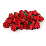 Maxbell 50 x DIY Artificial Rose Bud Silk Flower for Home Wedding Garden Decoration Red