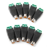 Maxbell 10 x RCA Plug Female Power Cable Adaptor Connector for CCTV Camera