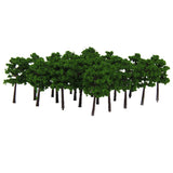 Maxbell Plastic Model Trees Train Railroad Scenery 1:250 40pcs Dark Green