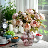 Maxbell Artificial Light Pink Peony Silk Flower Bouquet Wedding Home Decoration