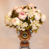 Maxbell Artificial Light Pink Peony Silk Flower Bouquet Wedding Home Decoration