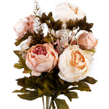 Maxbell Artificial Light Pink Peony Silk Flower Bouquet Wedding Home Decoration