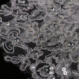 Maxbell White Lace Sequins Rhinestone Bridal Fingerless Wedding Prom Gloves