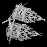 Maxbell White Lace Sequins Rhinestone Bridal Fingerless Wedding Prom Gloves