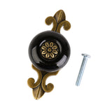 Maxbell Ceramic Drawer Door Cabinet Pull Handle Knob Round Handles 1pcs Black