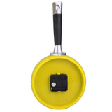 Maxbell Modern Egg Frying Pan Clock Cutlery Kitchen Wall Clock Decoration Yellow