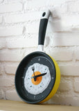 Maxbell Modern Egg Frying Pan Clock Cutlery Kitchen Wall Clock Decoration Yellow