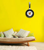 Maxbell Modern Egg Frying Pan Clock Cutlery Kitchen Wall Clock Decoration Yellow