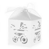 Maxbell 50pcs White Carriage Candy Gift Boxes with Ribbon Baby Shower Favors