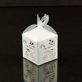 Maxbell 50pcs White Carriage Candy Gift Boxes with Ribbon Baby Shower Favors