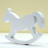 Maxbell White Wooden Small Rocking Horse Wedding Home Decor Kids Toys