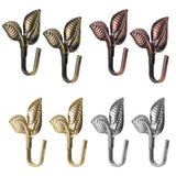 Maxbell 2Pcs Leaf Curtain Drapery Tiebacks Door Wall Hat Hooks Holder Hanger Bronze