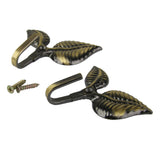 Maxbell 2Pcs Leaf Curtain Drapery Tiebacks Door Wall Hat Hooks Holder Hanger Bronze