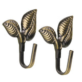 Maxbell 2Pcs Leaf Curtain Drapery Tiebacks Door Wall Hat Hooks Holder Hanger Bronze