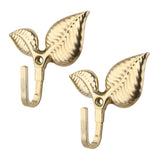 Maxbell 2Pcs Leaf Curtain Drapery Tiebacks Door Wall Hat Hooks Holder Hanger Golden