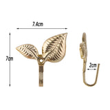 Maxbell 2Pcs Leaf Curtain Drapery Tiebacks Door Wall Hat Hooks Holder Hanger Golden